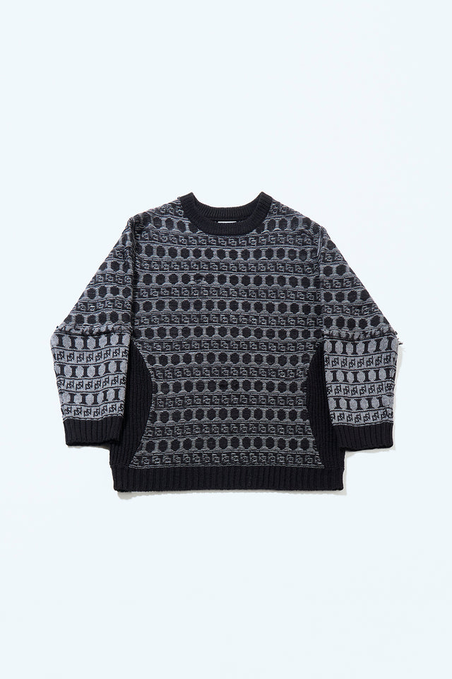 Upside down detail crash sweater -Black